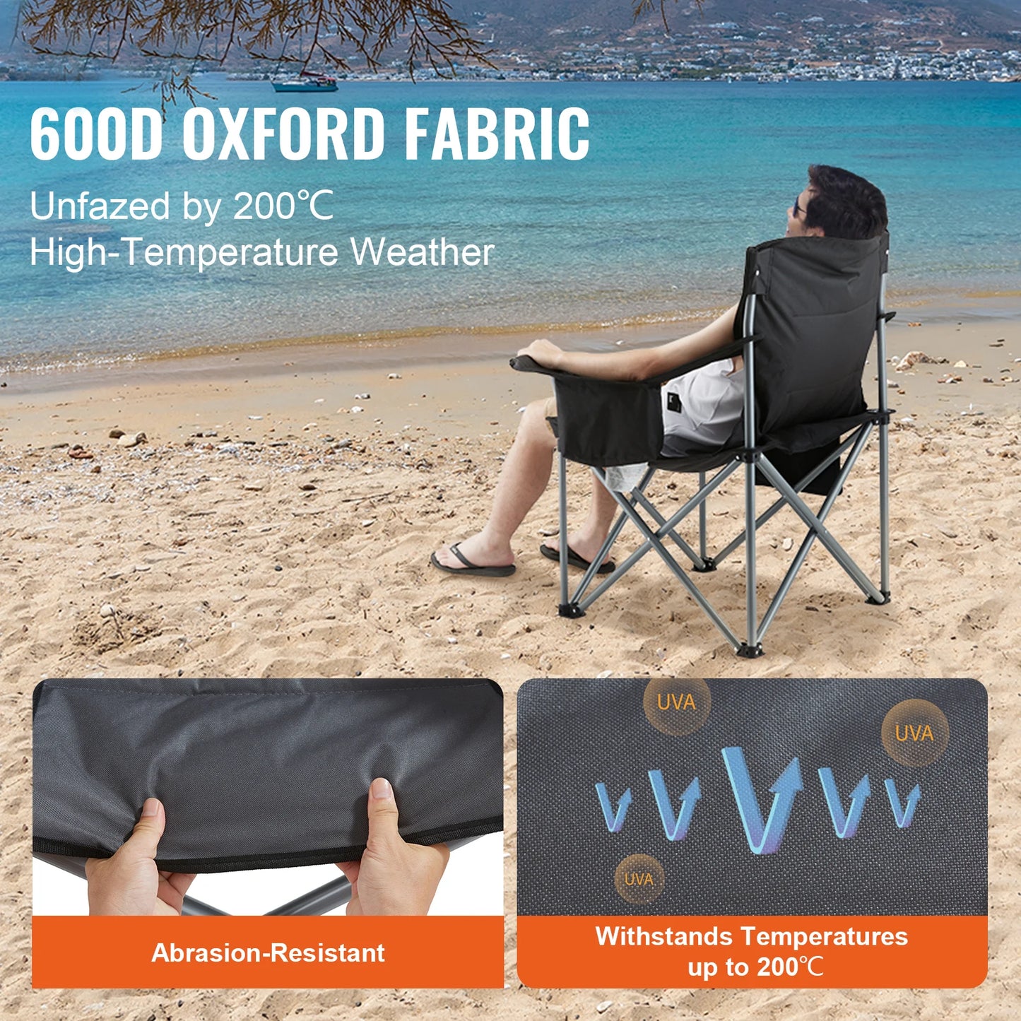 VEVOR Camping Folding Chair With Lumbar Support And Pockets