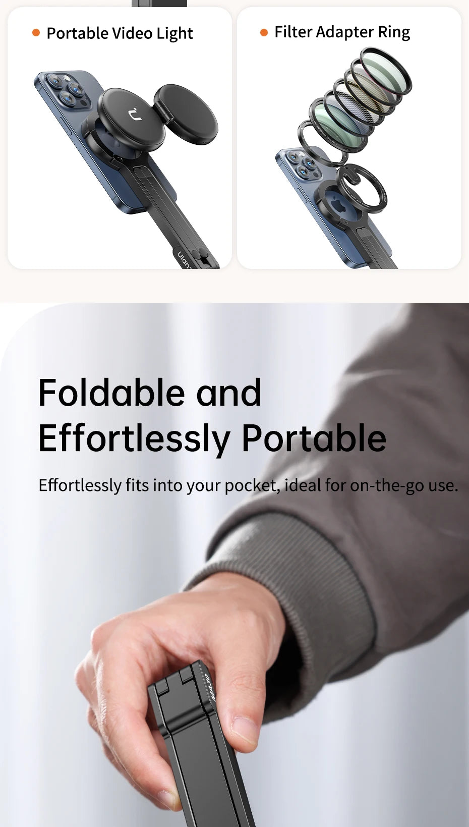 Ulanzi MA30 Carabiner Mounted Phone Tripod Desk Mount