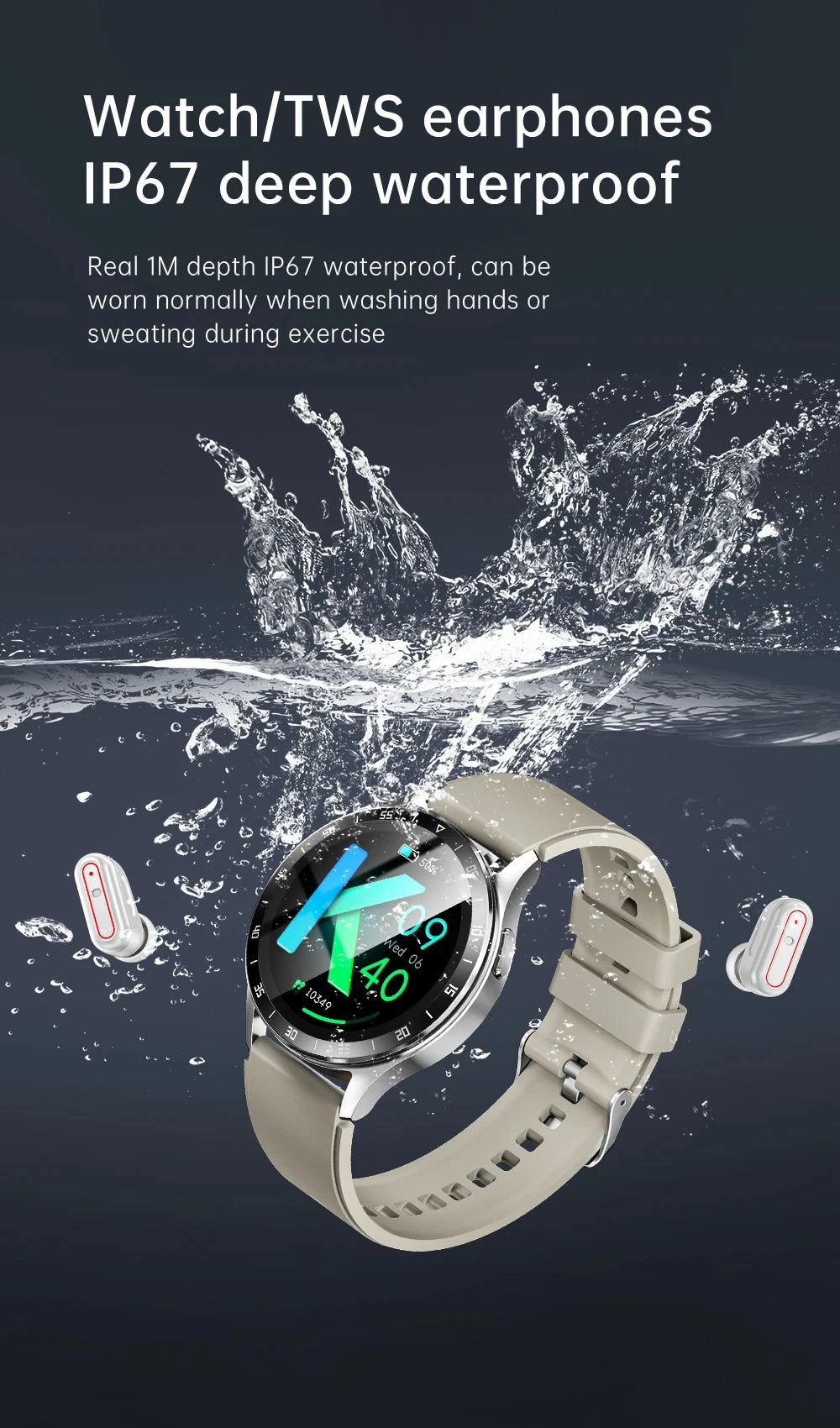 Paearof Smart Watch AMOLED Heart Rate NFC Bluetooth Tracker