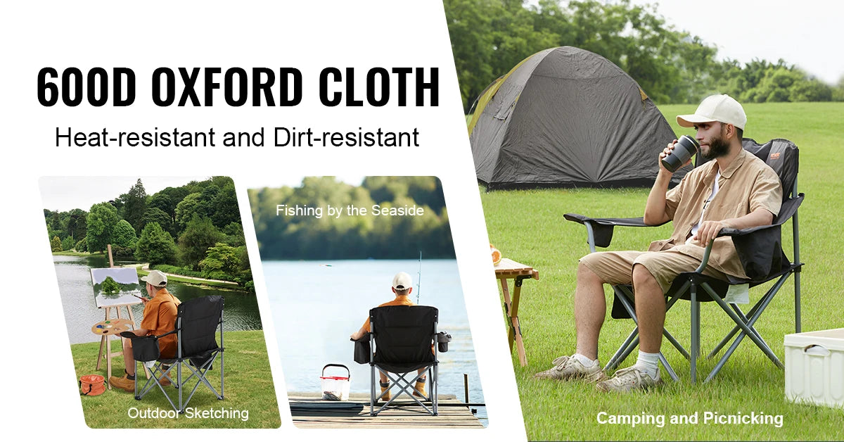 VEVOR Quad Lumbar Folding Camping Chair With Side Pockets