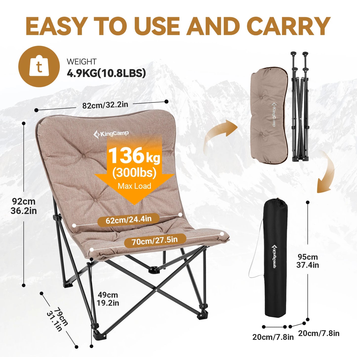 KingCamp Butterfly Chair Portable Foldable Camping Lounger