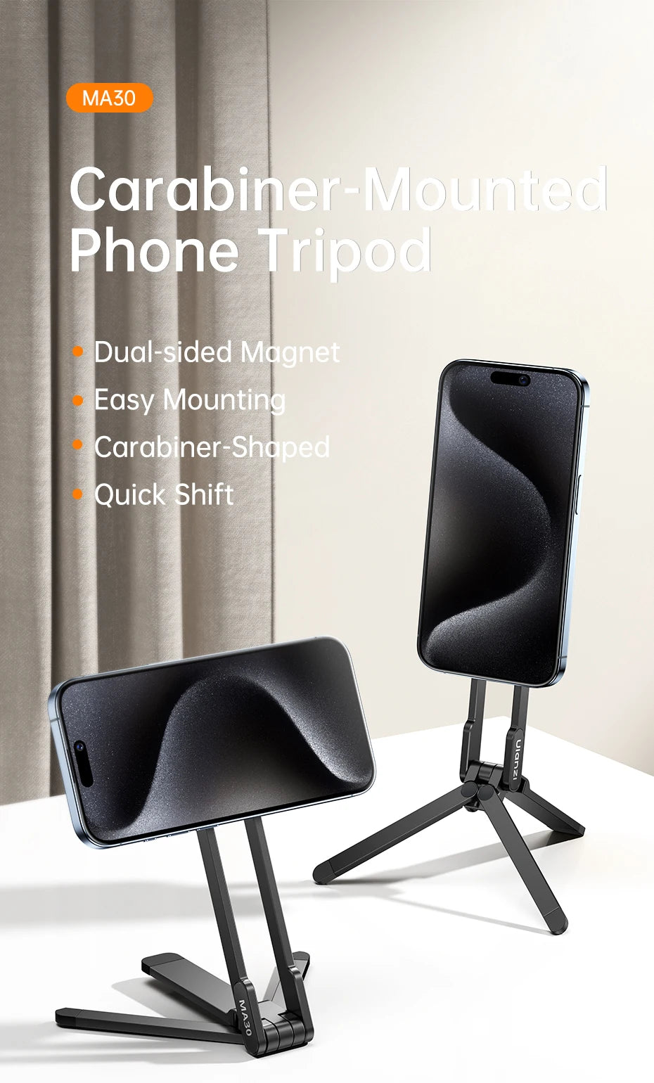 Ulanzi MA30 Carabiner Mounted Phone Tripod Desk Mount