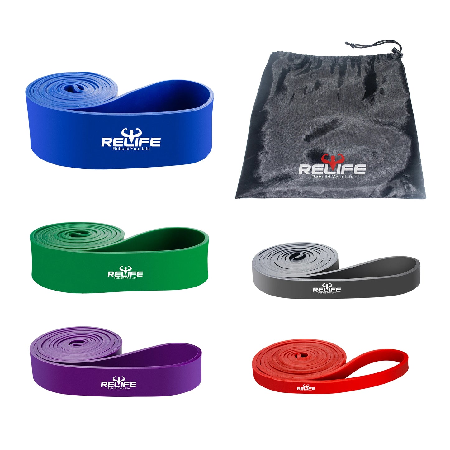 RELIFE Resistance Bands Set of 5 Pull Up Assist Bands