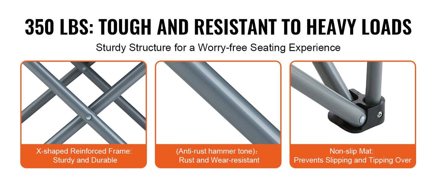 VEVOR Quad Lumbar Folding Camping Chair With Side Pockets