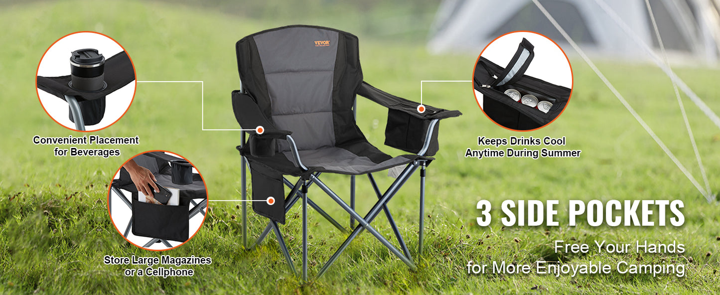 VEVOR Quad Lumbar Folding Camping Chair With Side Pockets