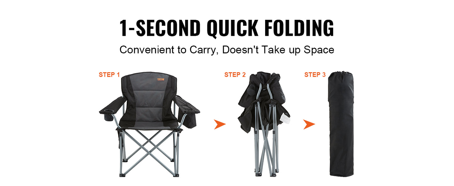 VEVOR Quad Lumbar Folding Camping Chair With Side Pockets